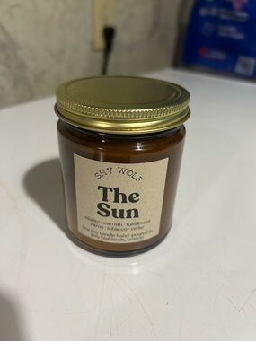'The Sun' Amber Glass Candle - Gold Lid